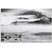 絵画 水墨画 山水画 木製フレーム付き 61D+18D-UML._AC_UL210_SR210,